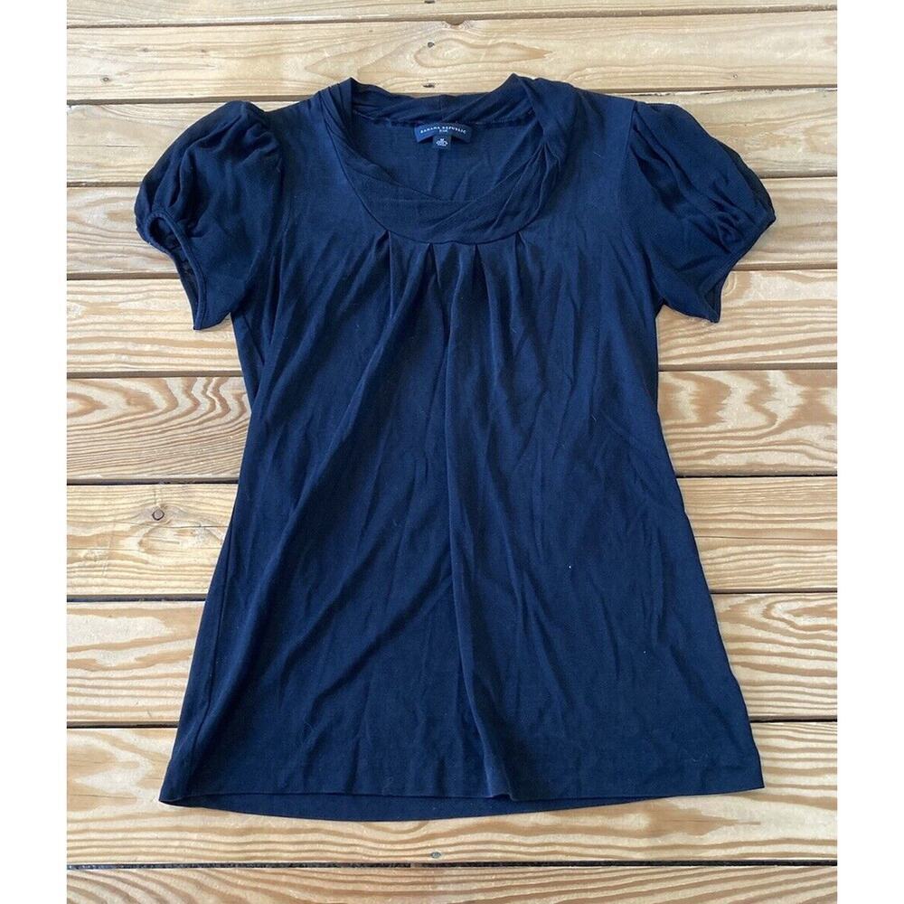 Banana Republic Silk Top Size Medium Women’s Black Short Sleeve